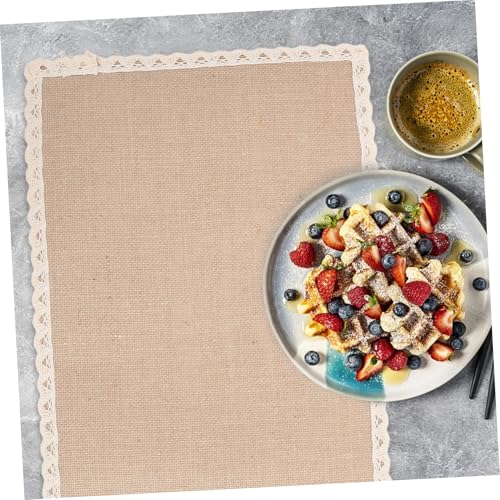 Set de table en polyester beige chic x8 avec dentelle pour vos repas