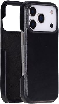 Apple iPhone 17 Pro ile uyumlu, Hakiki Deri, El Yap m  K l f, Mag-safe destekler,   Y zeyi Kadife, K m r Siyah