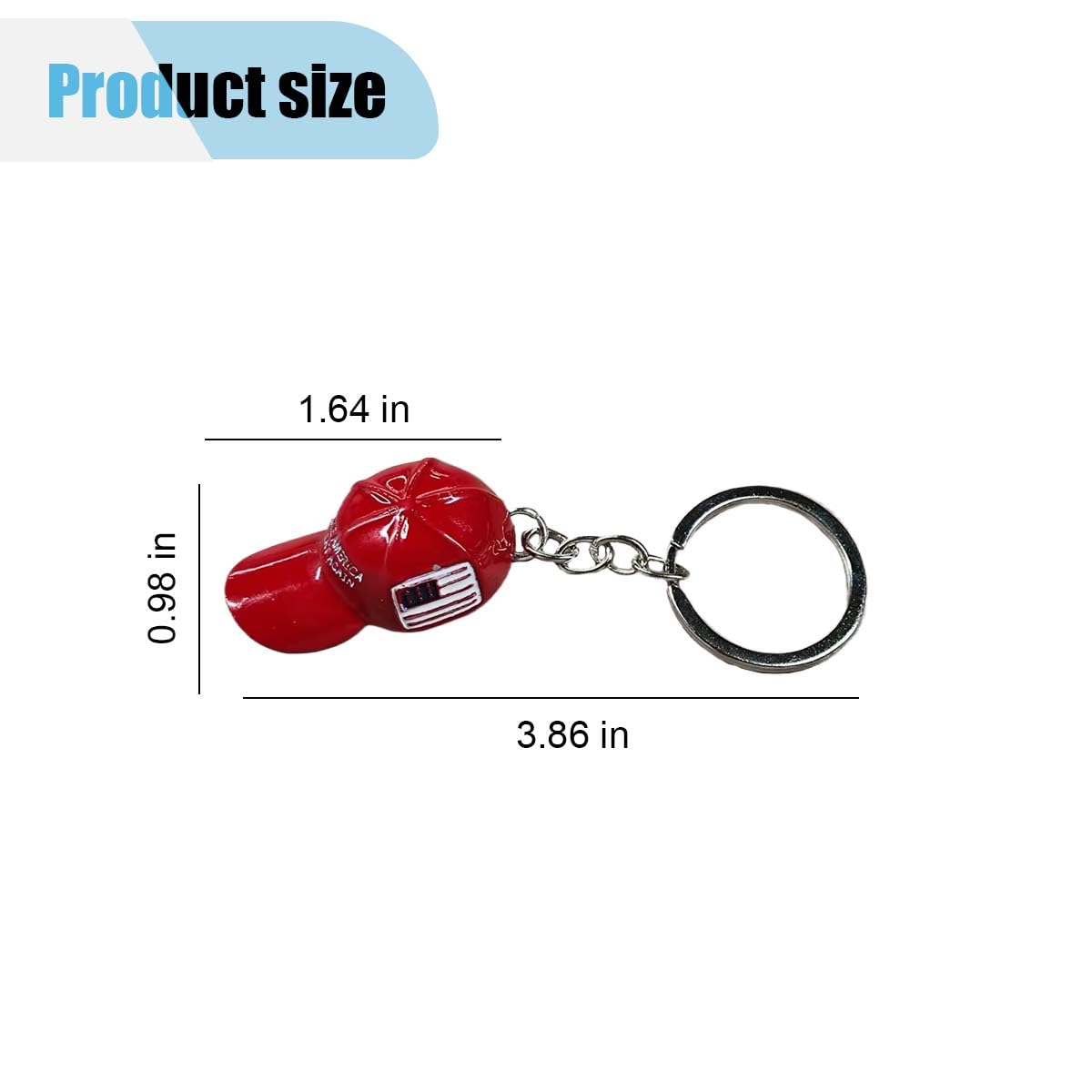 Car Hat Keychain Cool Metal Keychain with Key Ring Baseball Cap Keychain with USA Flag Auto Key Fob — view 2