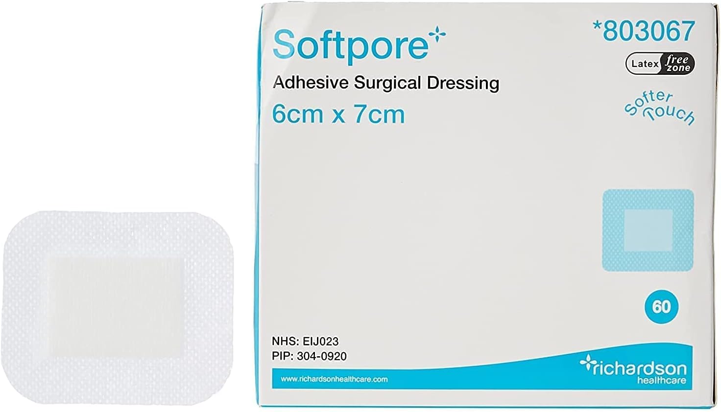 Softpore Adhesive Surgical Dressing 6cm x 7cm (10 Single Dressings