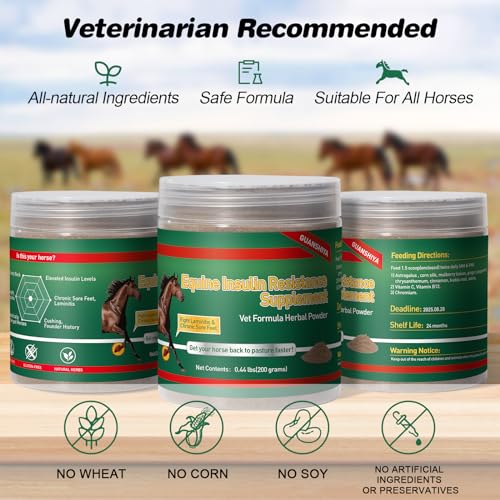 Insulin Resistance Supplement for Horses, Herbal Formulated for High Insulin, Chronic Laminitis, Cushing's Syndrome, Sore Feet, Blood Sugar Reduction & Metabolic Enhancement, 0.44 lbs - Thumbnail 6