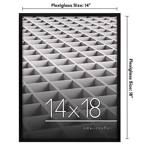 Americanflat 14x18 Picture Frame with Polished Plexiglass - Streamline Collection - Thin Border Picture Frame for Wall Display - Hanging Hardware Included - Black