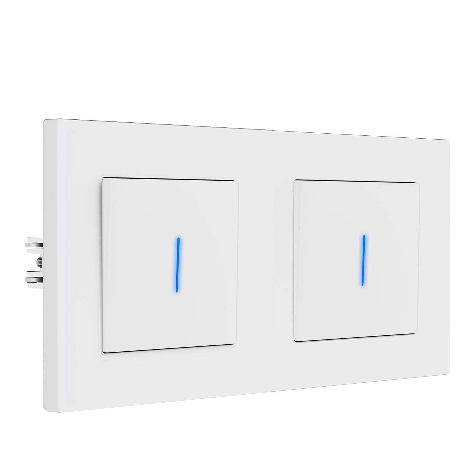 BSEED Lichtschalter Unterputz mit Krallen, Doppelt 1 Fach 2 Wege Wechselschalter mit LED Kontrollleuchte, Wandschalter mit Matt PC Rahmen, Modern Schalter, 157 * 86mm, Weiß