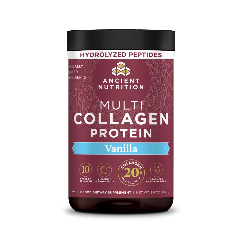 Ancient Nutrition Multi Collagen Protein, Hydrolyzed Peptides, Vanilla Vanilla 24 Servings