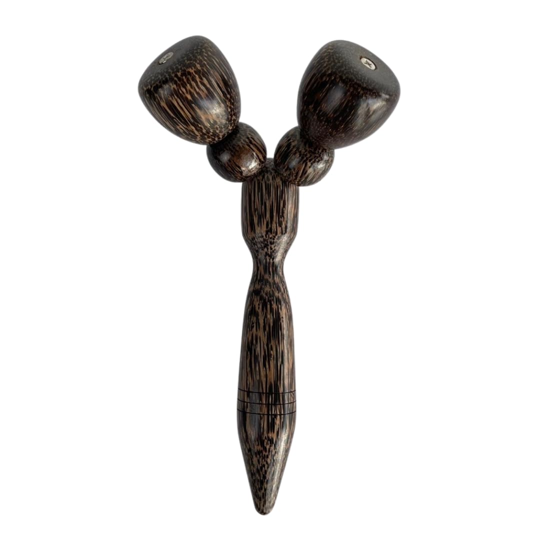 UNCLEJUM Thai Palm Wood Massage Roller – 8’’ Wooden Neck & Shoulder Relaxation Tool for Stress Relief