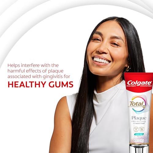 Image of Colgate Total Plaque Pro Release Fresh Mint Toothpaste, Anticavity Fluoride Toothpaste, Fights Plaque, Bad Breath, Tartar Buildup, and Helps Protect Teeth from Sensitivity, 3.0 oz