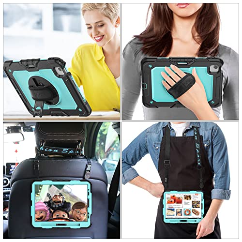 Image of SEYMAC stock Case for iPad Air 5th /4th Generation /Pro 11 (4th /3rd /2nd) with Screen Protector Pen Holder, 360 Rotate Hand Strap /Stand Case for iPad Air 5th /4th Gen 10.9'' / Pro 11'' (Brightblue+Black)