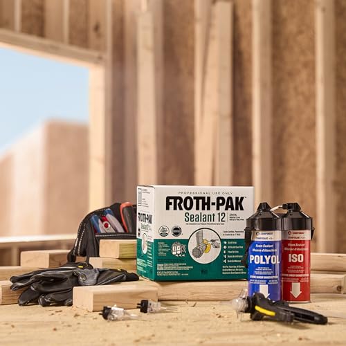 Froth-Pak 12 Spray Foam Sealant Kit, 3ft Hose, 2-Pack. Low GWP Formula. Seals Cavities, Penetrations & Gaps. Yields Up to 12 Board ft. at 2” Thick, 4” Width. Two Component, Polyurethane, Closed Cell - Thumbnail 5