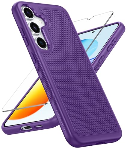 Image of FNTCASE for Samsung Galaxy S25 Case: Dual Layer Heavy Duty Cell Phone Protective Cover Shockproof Rugged with Non-Slip Textured - Military Drop Protection Bumper Tough - 2025, 6.2 inch (Purple)