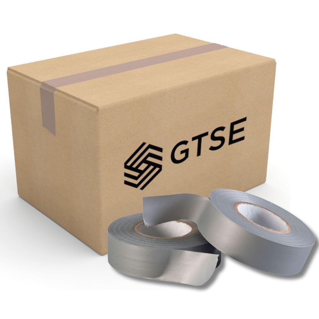 GTSE Grey Electrical Tape, 19mm x 20m, Bulk Box of 100 Rolls, Strong Self-Adhesive PVC Insulation Tape for Insulating, Repairing and Protecting Electrical Wires