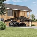 20x20 FT Metal Carport Kits with Galvanized Steel Roof, Heavy Duty Metal Roof Carport with Enhanced Base, Car Garage for Truck, Pickup, SUV, Tractor, and Boat