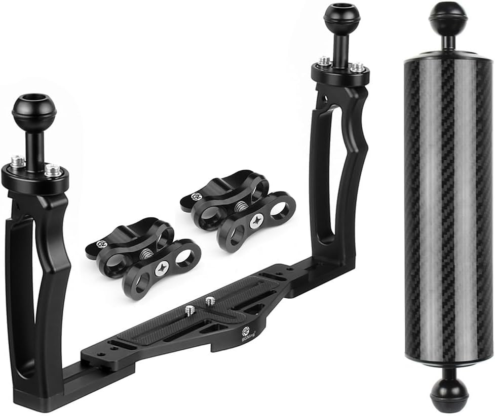 BGNing Aluminium Alloy Handheld Stabilizer Tray Bracket for Underwater Camera Housings (Clamp + D60 10" Buoyancy Arm)