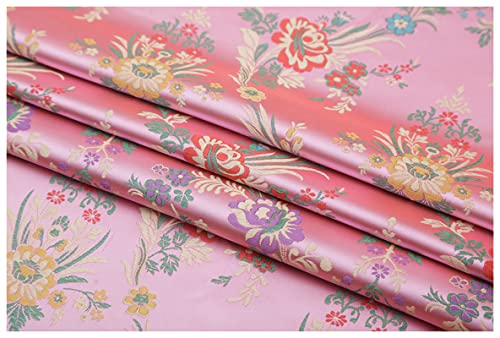 Generic Tejidos, Tejidos de Satén de Seda, Tejidos de Brocado con Patrón de Begonia, Cojines de Ropa Cosidos Cheongsam/Rosa/75 * 100 cm
