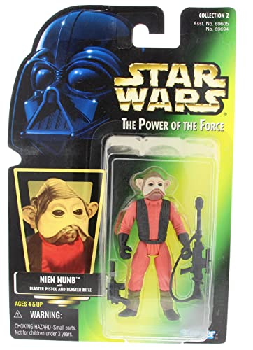 Star Wars Power of the Force Nien Nunb With Blaster Pistol and Blaster Rifle Hollogram Green Card