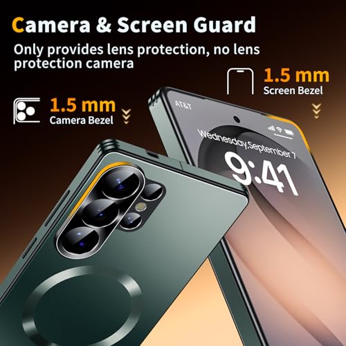 Image of for Samsung Galaxy S26 Ultra Case,Slim Design Compatible with MagSafe,Strong Magnetic Shockproof Military-Grade Protection for Screen & Camera Cover Case for Samsung S26 Ultra,Green