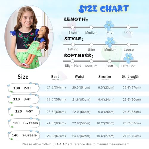 AmzBarley Doll and Girl Matching Nightgown Toddler Princess Nightgown Pajamas Nightie Night Dress Flutter Short Sleeve Sleepwear for Girls and 18" Dolls Clothes Light Green Size 2-3T