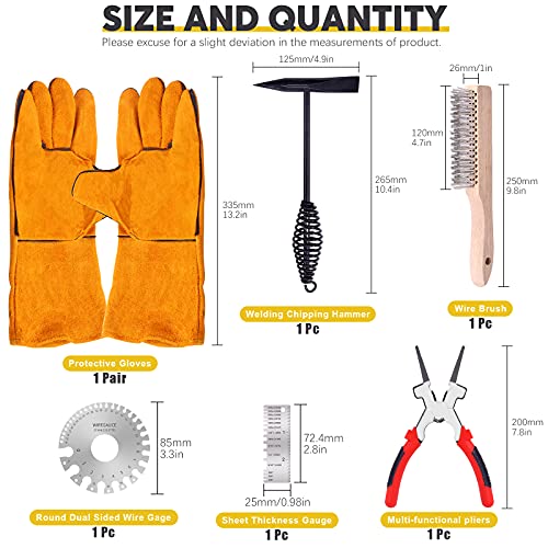 Mardatt 6Pcs Industrial Slag Removal Welding Tools and Accessories Includes 10 Inch Welding Chipping Hammer, 8 Inch Welding Pliers, Wire Brush, Welding Gloves, Wire Gauge, Metal Sheet Thickness Gauge 2 Mardatt 6Pcs Industrial Slag Removal Welding Tools and Accessories Includes 10 Inch Welding Chipping Hammer, 8 Inch Welding Pliers, Wire Brush, Welding Gloves, Wire Gauge, Metal Sheet Thickness Gauge - Image 2