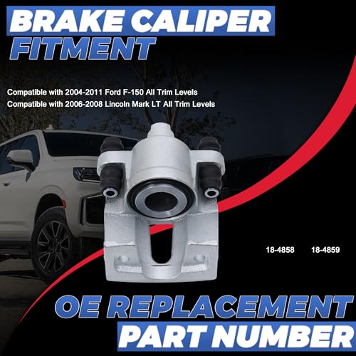 Image of Rear Brake Calipers Compatible with 04-11 Ford F-150, 18-4858 18-4859 | 2PCS Rear Driver & Passenger Side Calipers with Bracket Compatible with 2004-2011 Ford F-150, 2006-2008 Lincoln Mark LT