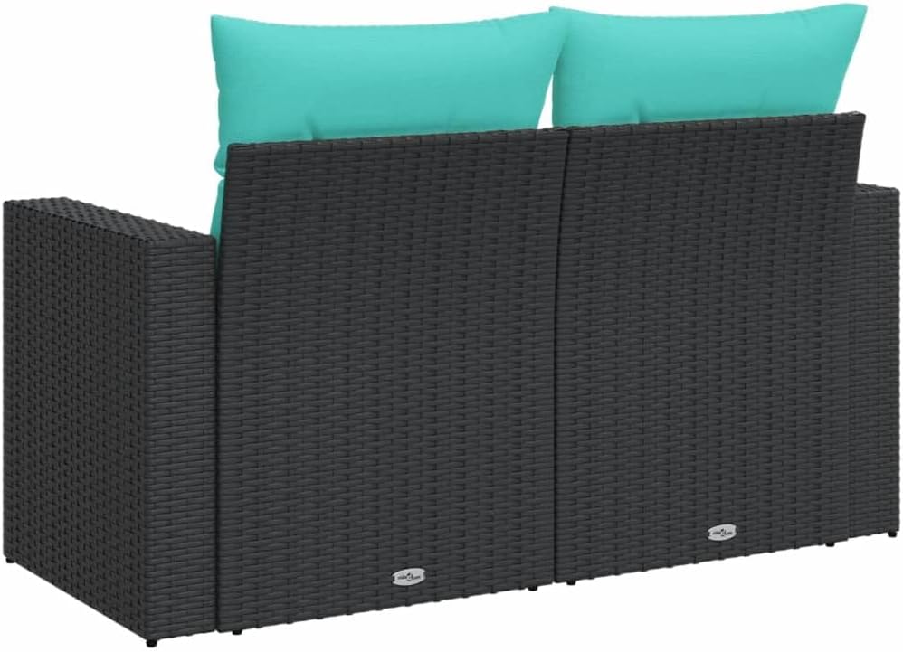 2-Seater Outdoor Loveseat Sofa Black PE Rattan Modular Patio Furniture for Garden Balcony Backyard