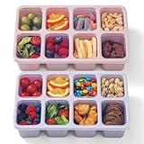 2 Pack Snackle Box Container with Lids, Dishwasher Safe 8 Compartment Divided Snack Serving Tray Platterbox, Protable No-Scatter Snacklebox Snack Container for Adult, Kids, Family, Travel, Party, Work