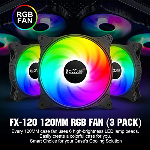 Pccooler 120Mm Case Fan 3 Pack Magic Moon Series, Pc-Fx120 High Performance Cooling Pc Fans - Rgb Case Fans With Hydraulic Bearing - Low Noise Computer Fans For Pc Case #TOP1