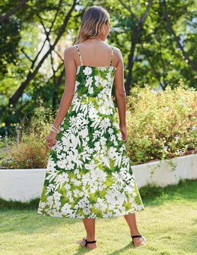 Image of Zeagoo Women's Summer Casual Boho Sundress Spaghetti Strap Square Neck Flowy Midi Dresses A Line Beach Dress with Pockets