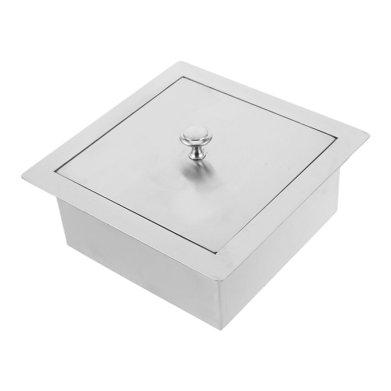 Stainless Steel Recessed Trash Can Lid For Kitchen Bathroom Countertop Flush-Mount Waste Basket Cover Drop-In Garbage Effortless cleaning