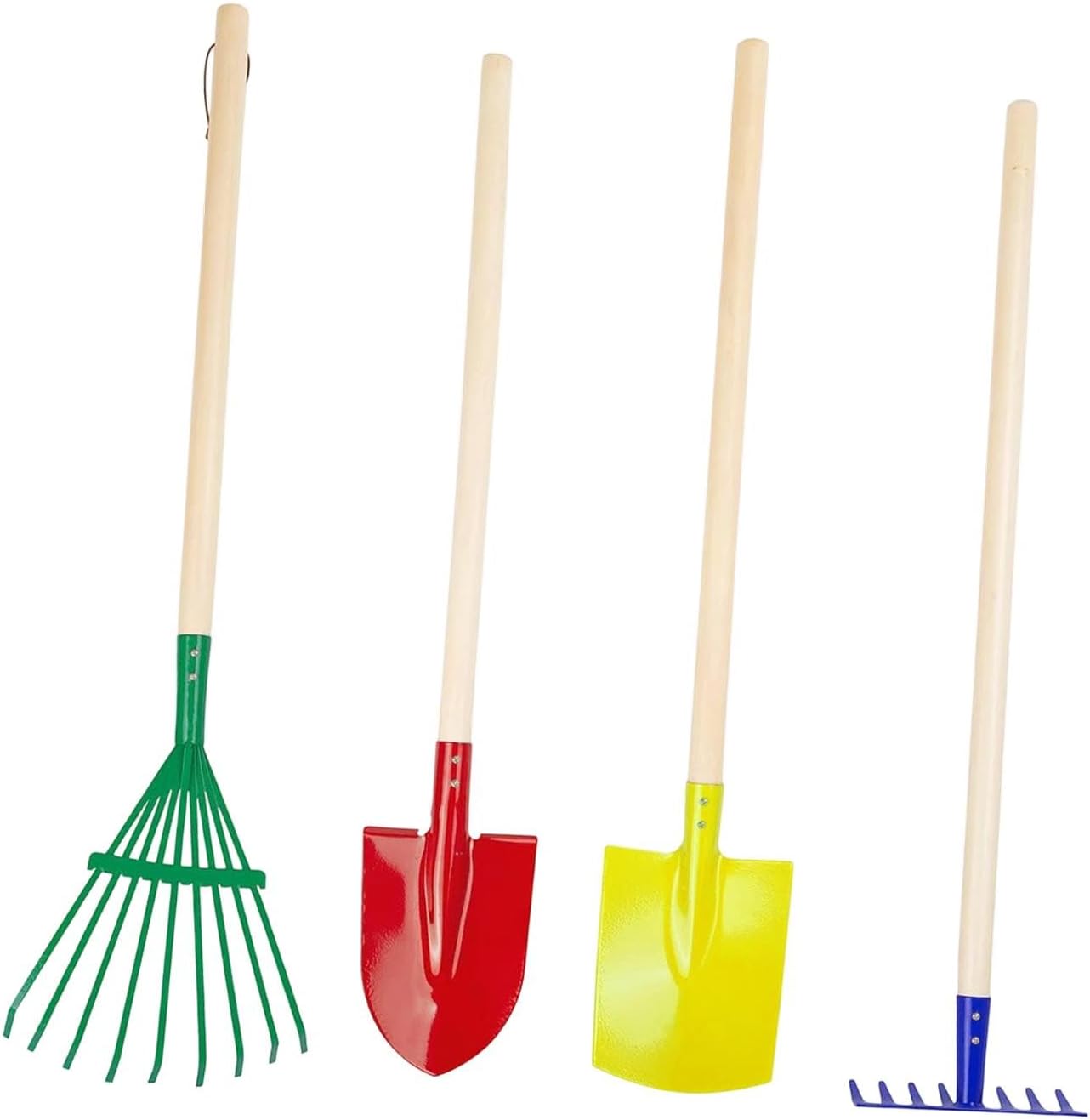 4Pcs Kids Garden Tool Set Toy Spade Rake Multicolored Carbon Steel Girls Outdoor Wooden Handled Gardening Tools