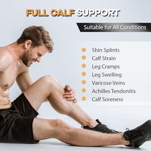 Image of Copper Calf Compression Sleeves for Men Women, Shin Splint Relief, Grip