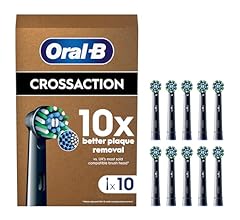 Oral-B Pro Cross Action Original Electric Toothbrush Heads, Black, Pack of 10, Suitable for Mailbox, Oral B Replacement Too…