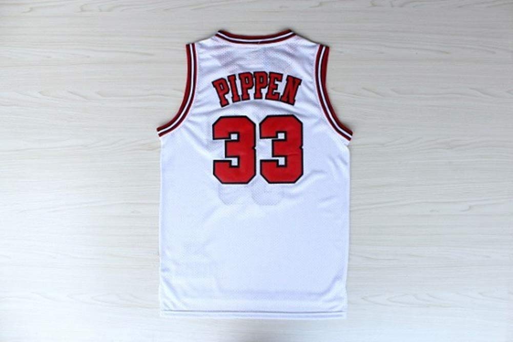 HS-WANG9White Chicago Bulls#33 Scottie Pippen Basketball Game Uniforms Sleeveless Sports Vest Competition Team Uniform Training Ball Suit,White,2XL
