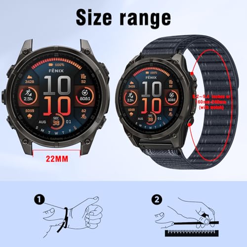 Correa Nylon 22mm Compatible Garmin Fenix 8 miniatura 4