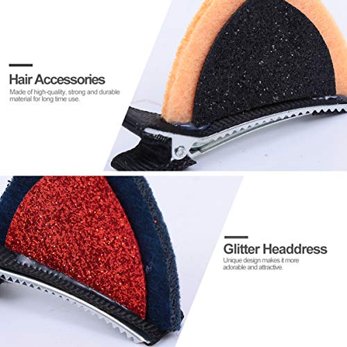 FRCOLOR 12 Pcs Presilhas de Orelha de Gato Com Brilho Cintilante de Orelha de Gato Grampos de Cabelo