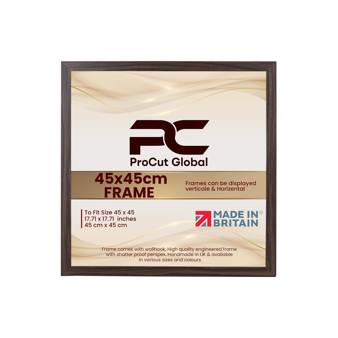 Procut Global 45X45CM Walnut Picture Frames – Sleek Wooden Photo Frame with Shatterproof Perspex for Wall or Tabletop – Perfect for Posters, Certificates, Prints–Multiple Sizes & Colors Available — image 1
