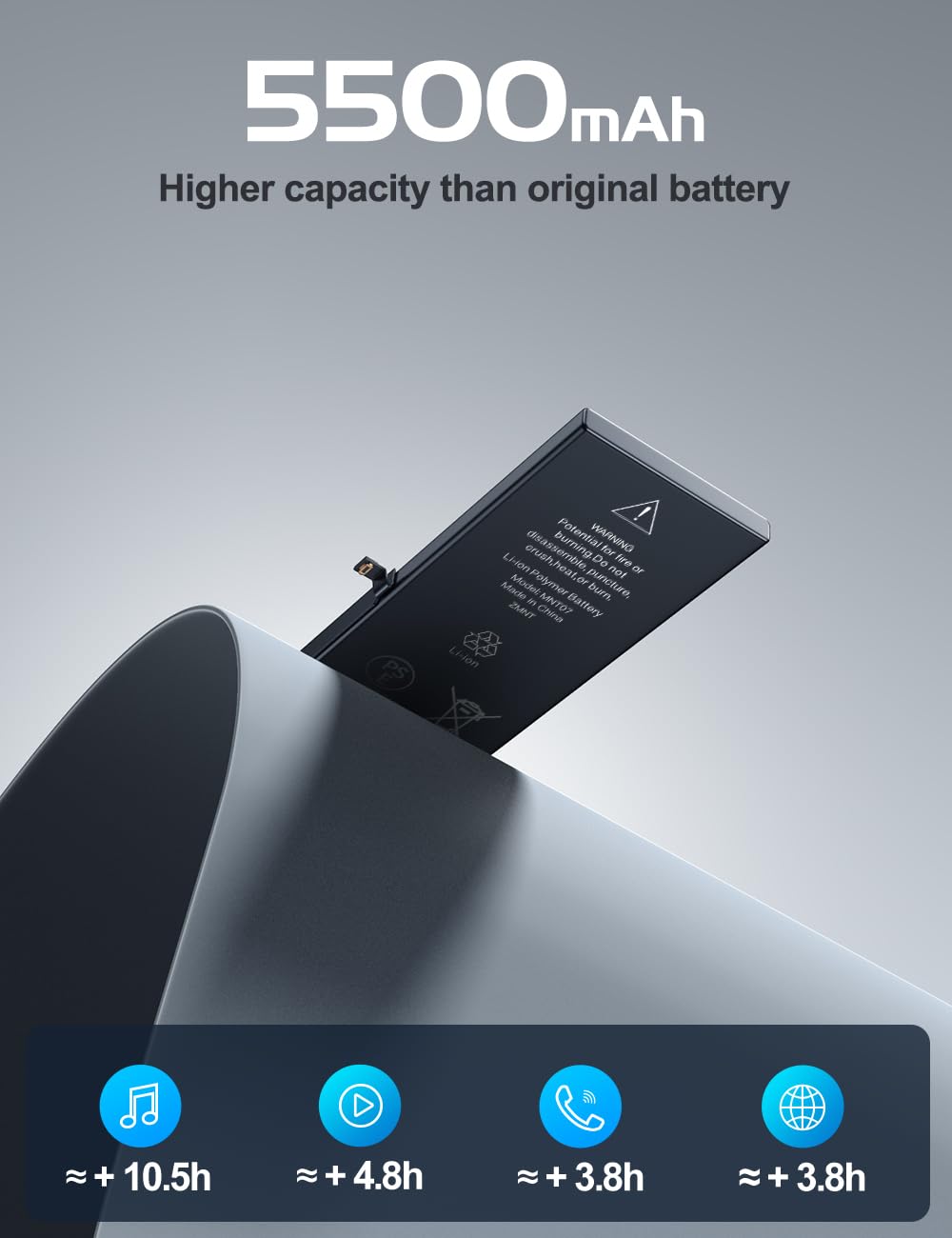 Batteria da 5000 mAh per iPhone 11 ai polimeri di lio ad alta