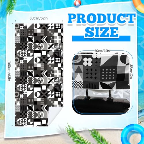Image of Hahafelt 2 Pack Car Seat Towel Cover with Storage Bag, Black White Abstract | 63 x 32 in Car Towel Seat Cover Non Slip Waterproof, Gym Workout Swimming Running, Machine Washable Sweat Absorbent Protector
