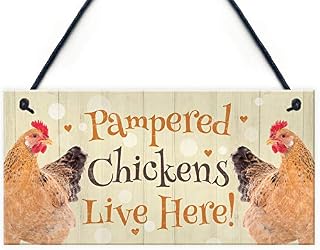 RED OCEAN Chicken Coop Sign Funny Pampered Chicken Sign For Hen House Chicken House Garden Sign