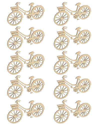 WUNZILO 10 Stück Holz Fahrrad Fahrrad Ausschnitt Furniere Scheiben DIY Crafting Ornament Thema Hochzeit Party Home Decoration Geschenk Holzscheiben