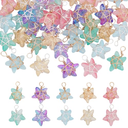 Pendentifs étoile en verre avec chaînes pour assembler facilement vos bijoux