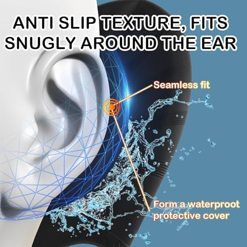 Gorro Piscina Protección Oido 3D, Gorro Natación Unisex Silicona Elástico Impermeable para Mujer Hombre, Gorro de Baño Látex Profesional para Adultos Nadadores Pelo Largo y Corto, Talla Unica (Negro) - imagen 4