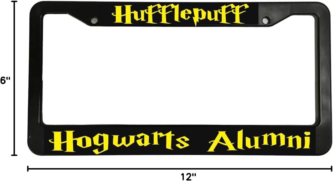 Holder for Car License Plate for Hufflepuff for Hogwarts Alumni for Harry Potter Fans Glossy Black License Plate Frame