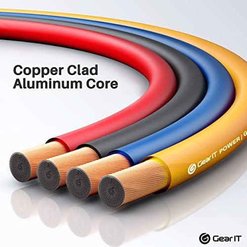 GearIT 14 Gauge Wire (50ft Each- Black/Red/Blue/Yellow) Copper Clad Aluminum CCA - Primary Automotive Power/Ground Battery Cable, Car Audio, Trailer Harness, Electrical - 200 Feet Total 14ga AWG Wire