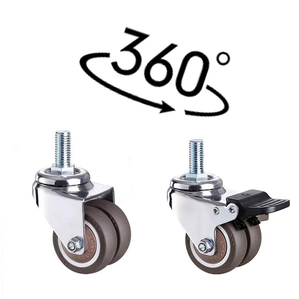 Ruedas Giratorias Ruedas Giratorias For Muebles Silenciosas De Alta Resistencia De 4 Piezas con Tornillo De Doble Cojinete con Freno Y Patas Dobles Ruedas Muebles