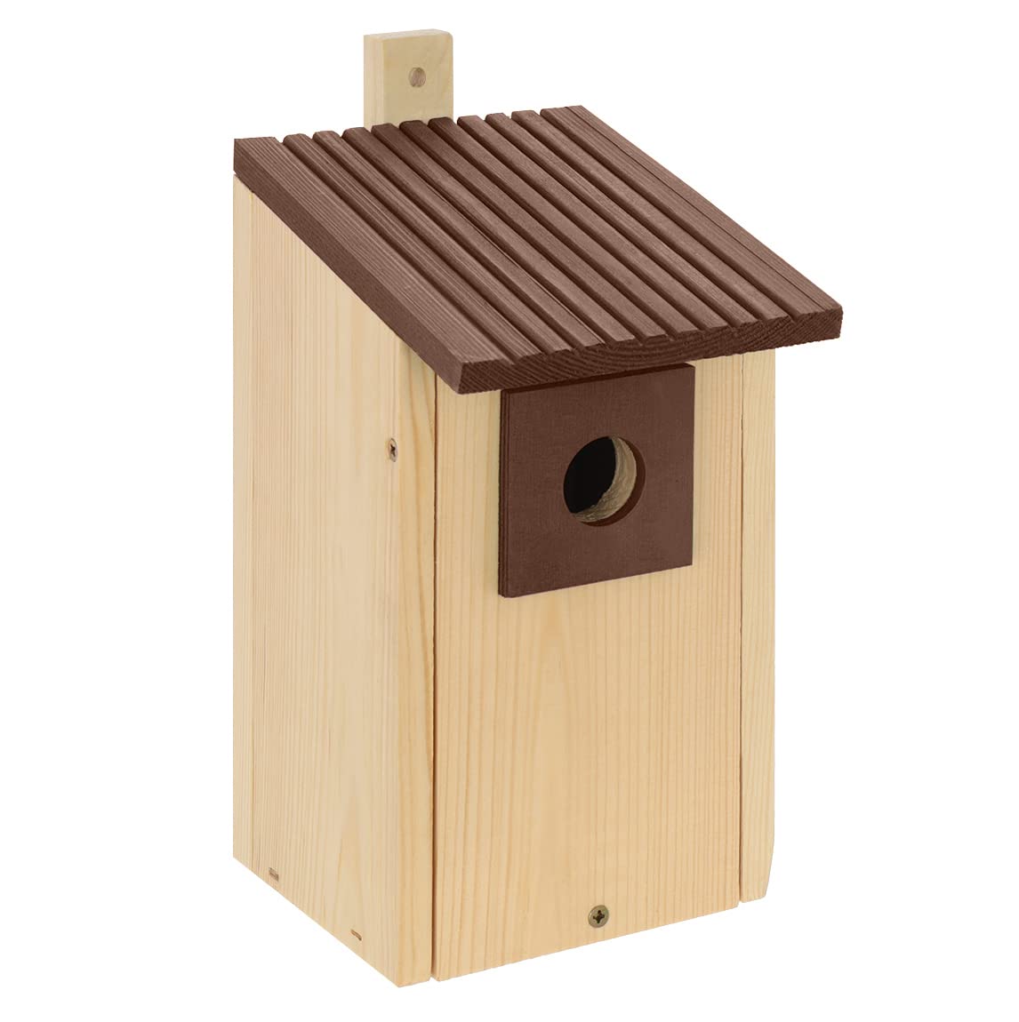 Nido de madera B20-NPx4, nido de madera, caseta para pájaros, nido de madera natural, resistente a la intemperie, construcción de madera maciza, decoración para jardín, +marrón