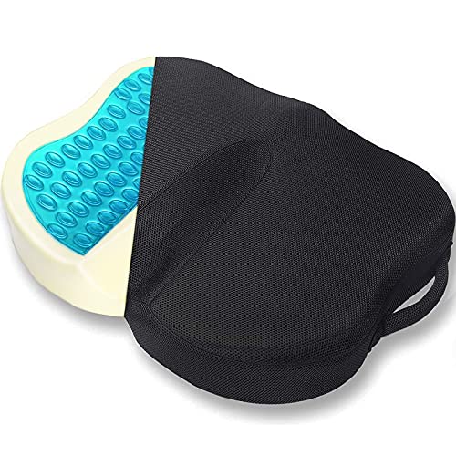 COMSOON Seat Cushion, Cooling Gel Office Chair Cushion for Pressure Relief, Memory Foam Tailbone Pain Relief Cushion Butt Pillow for Chair, Car, Airplane & Wheelchair