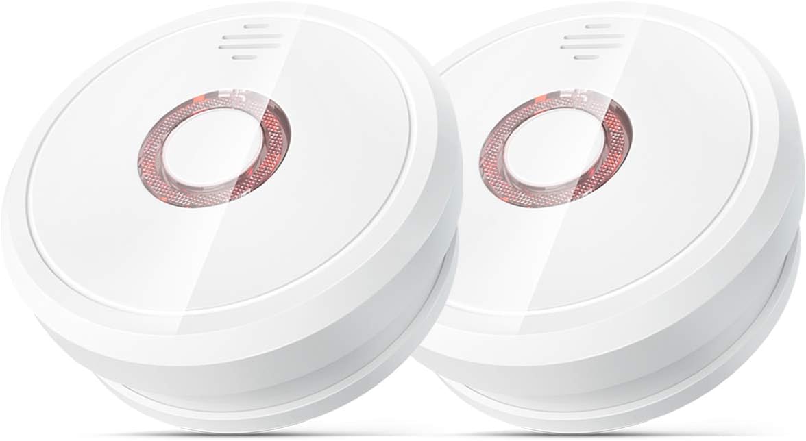 Smoke Alarms for Home 2 Pack, Isafenest Smoke Detectors with 10 Years Sensor/5 Years Battery Fire Alarm with LED Indicator, Photoelectric Smoke Alarm Battery Operated, (LZ-1906)