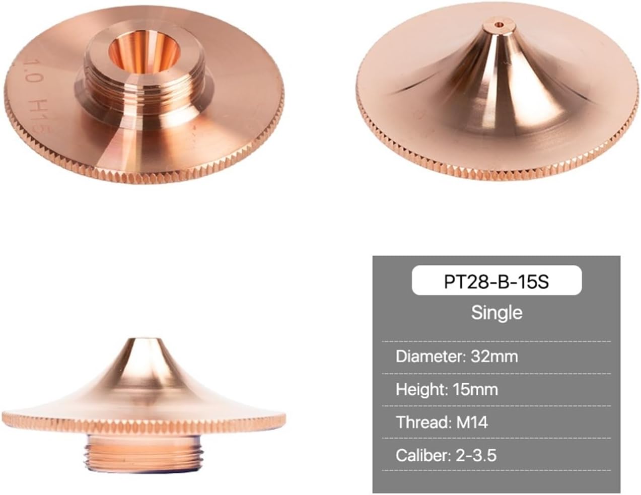 Type B Laser Cutting Nozzle Dia.32 H15 Caliber 0.8-4.0mm Single Layer Chrome Plateds Double Layers 1Pcs