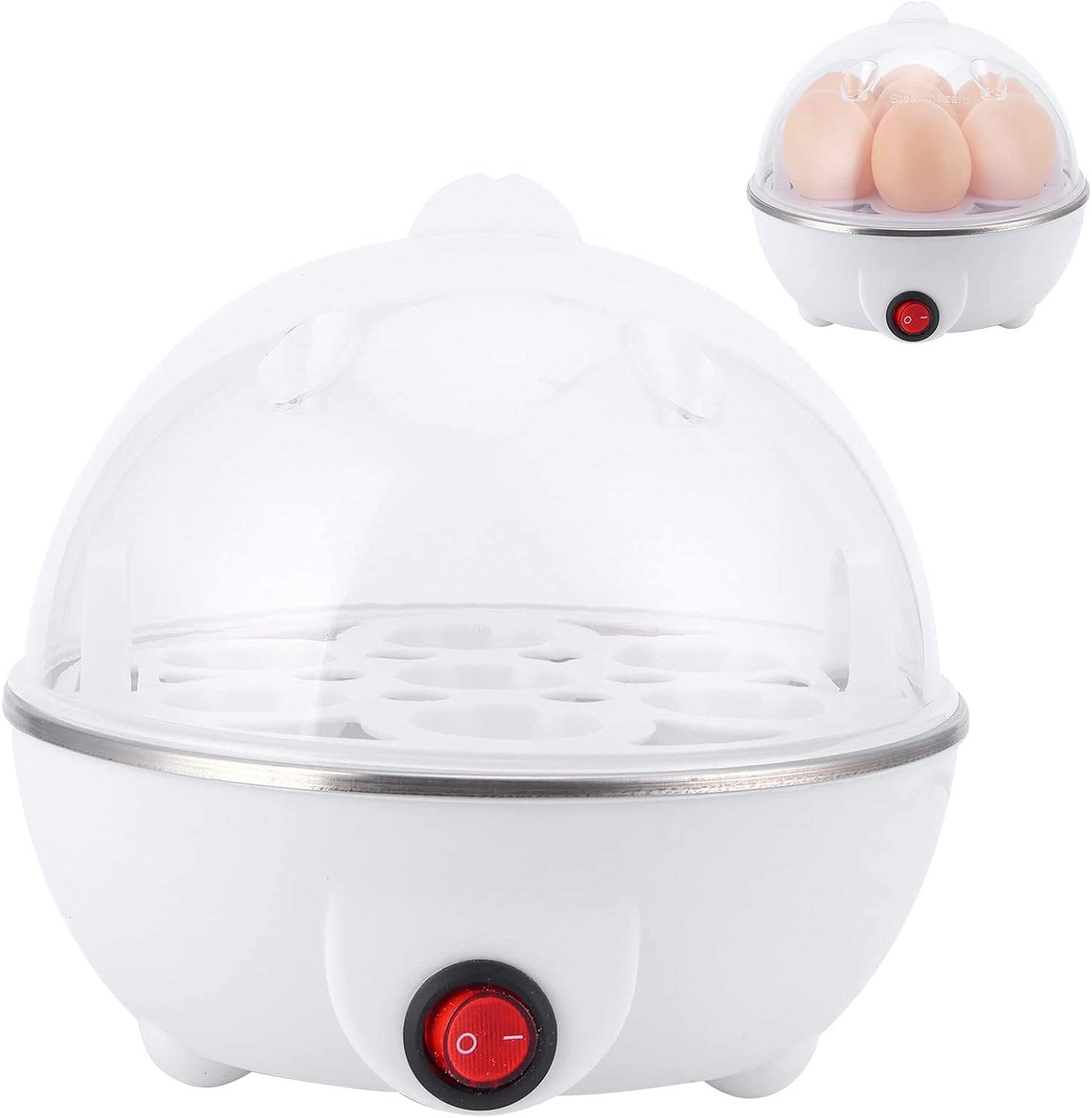 Electric Egg Boiler 7 Eggs Capacity | 350W Automatic Egg Cooker | Egg Steamer with Stainless Steel Heating Plate, Measuring Cup | Overheat Protection (Multicolour)-picture-16
