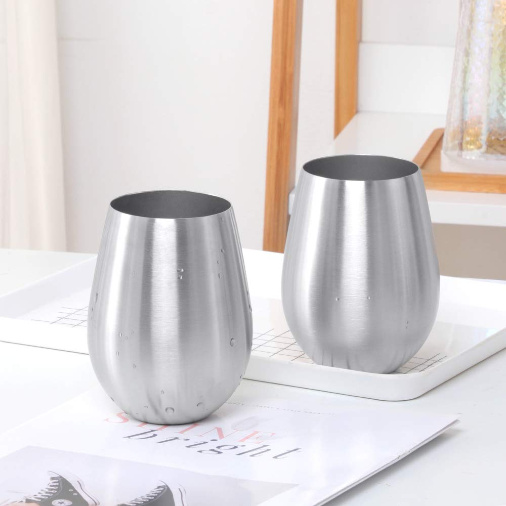 TUPMFG 17 oz Stainless Steel Stemless Wine Glasses, Outdoor Portable Wine Tumbler for The Pool Camping, Cookouts, Travel - Image 3