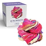 DARN GOOD YARN Recycled Sari Silk Ribbon Yarn &ldquo;at The Bahamas&rdquo; Dyeable 100 Grams, 50 Yards, 1 Skein Handmade one of a Kind